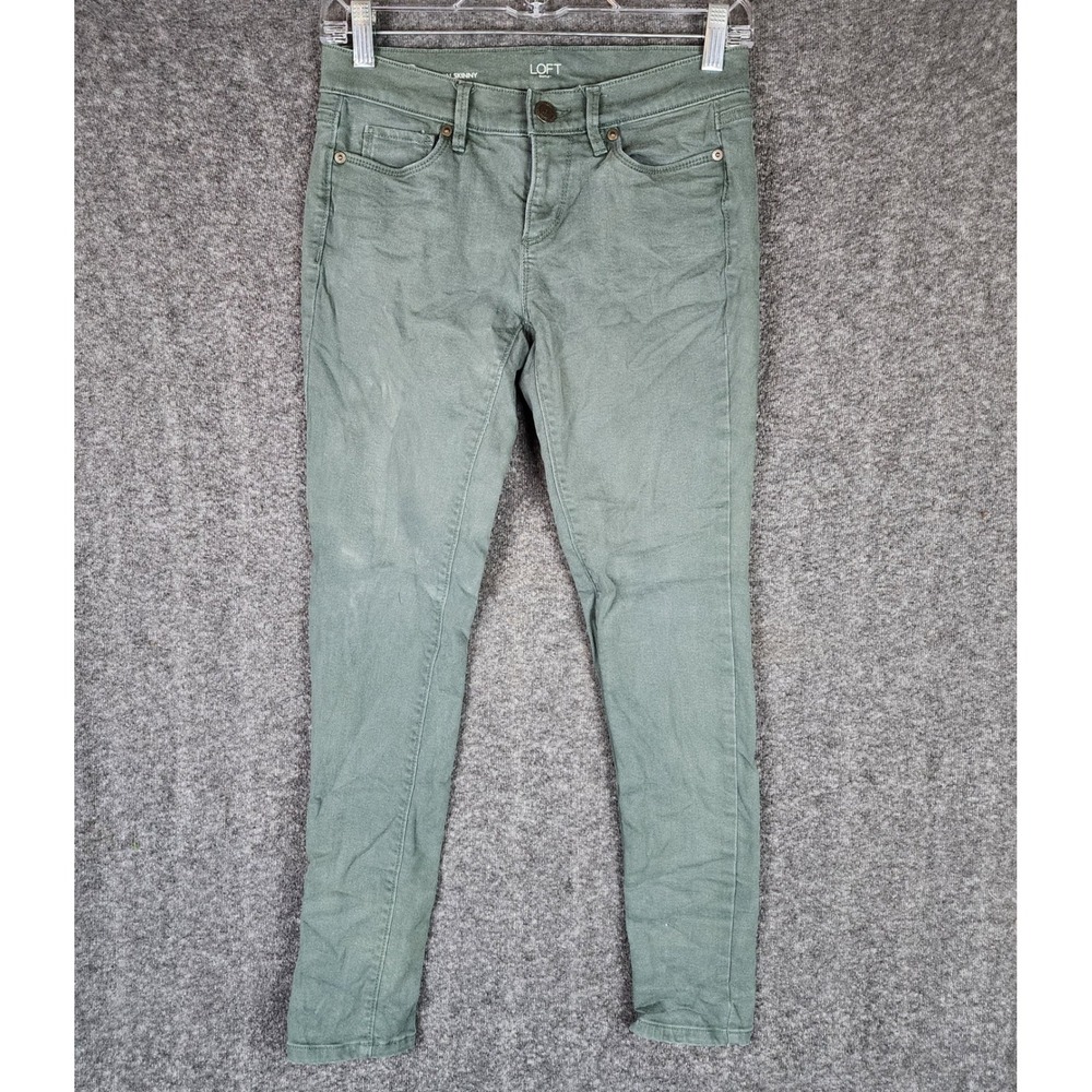 Loft Outlet Pants Womens 2P Modern Skinny Green Stretch Denim EUC
